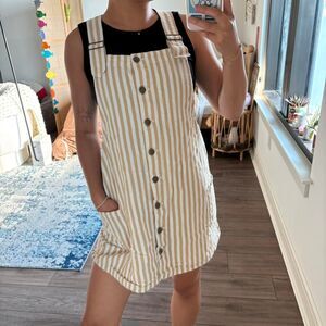 MP/D Anthropologie boho striped cream neutral overall dress size large